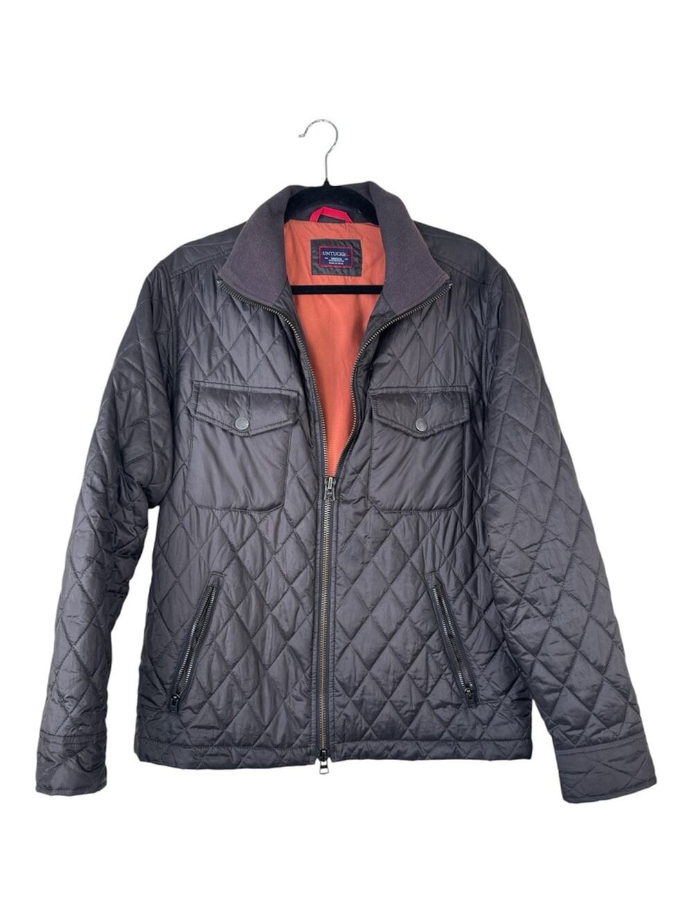 Untuckit Grey Quilted Mens Jacket M Casual Classic Lightweight Fall Preppy